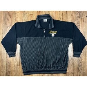 Vintage Pittsburgh Steelers 1/4 Zip Pullover Sweater Men's Pinstripe Sz XL